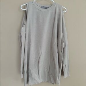 ASOS cream ribbed open shoulder sweater, size 8.